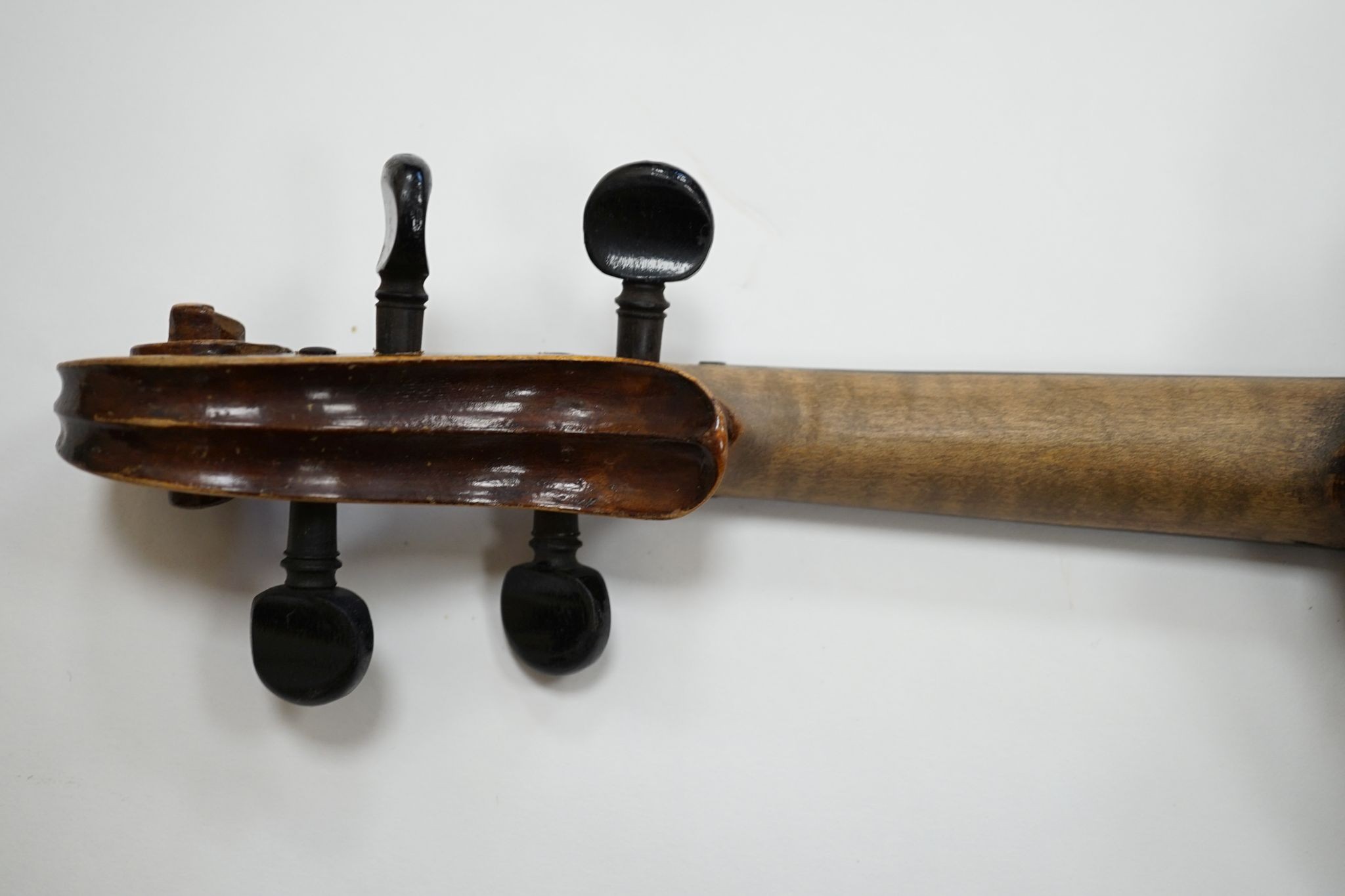 A Maidstone violin, with bow, cased., violin 59 cms high.